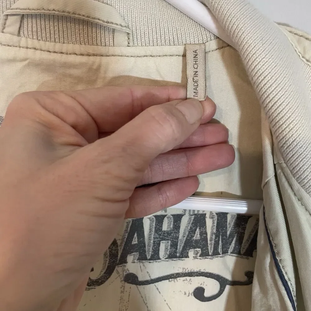 TOMMY BAHAMA Jacket Mens Large Beige Full Zip Windbreaker Lined Golf Lightweight - Picture 7 of 10